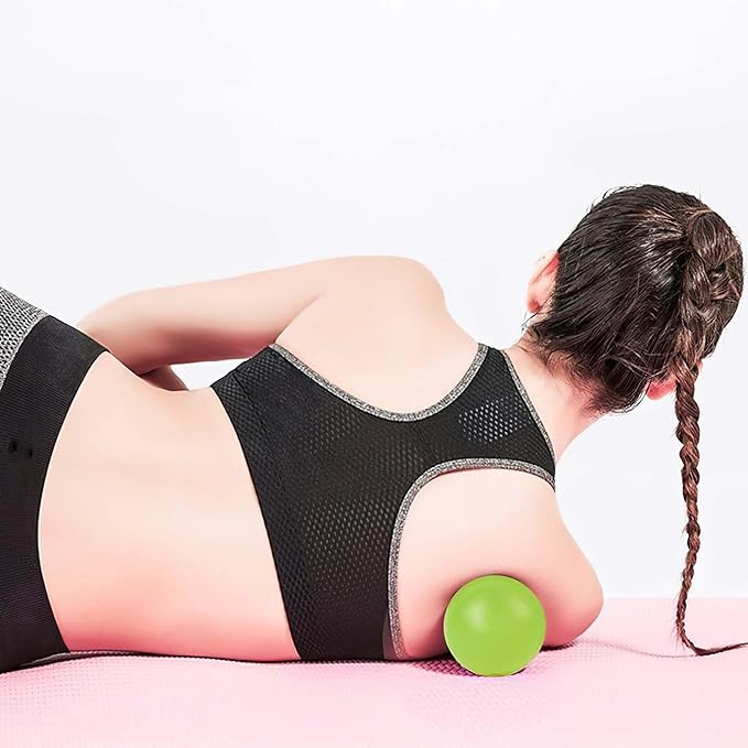 WOVTE Massage Lacrosse Ball for Sore Muscles, Shoulders, Neck, Back, Foot, Body, Deep Tissue, Trigger Point, Muscle Knots, Yoga and Myofascial Release (Green)