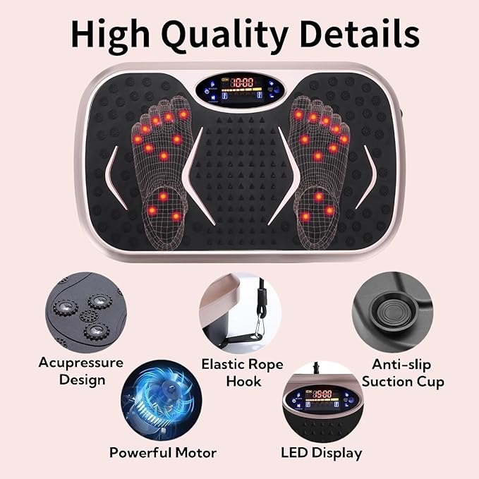 MAMIZO Vibration Plate Exercise Machine, Full Body Workout Shake Board Vibrate Platform for Lymphatic Drainage Weight Loss, with Loop Bands & Remote, Workout Equipment for Home Women Men
