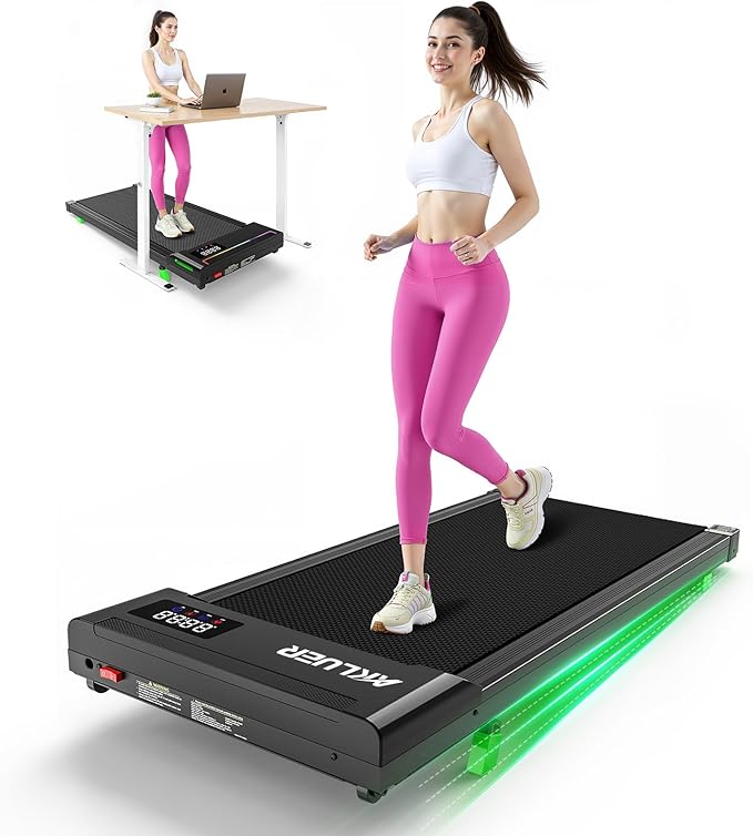 Akluer Walking Pad Treadmill, Portable Under Desk Treadmill 330lbs Capacity, Compact Treadmills Mini Walking Pad, 2.5HP Portable Treadmills with Remote Control, for Home Office Small Space