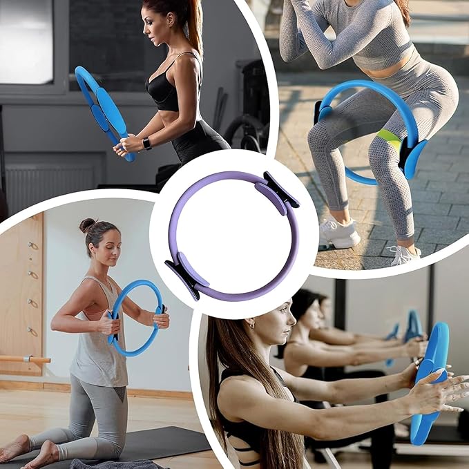 Pilates Ring Fitness Trainer, Pilates Ring for Mat & Reformer Workouts, Pilates Ring Fitness Circle 14.96" Yoga Rings Magic Circle with Dual Padded Handles for Toning Arms