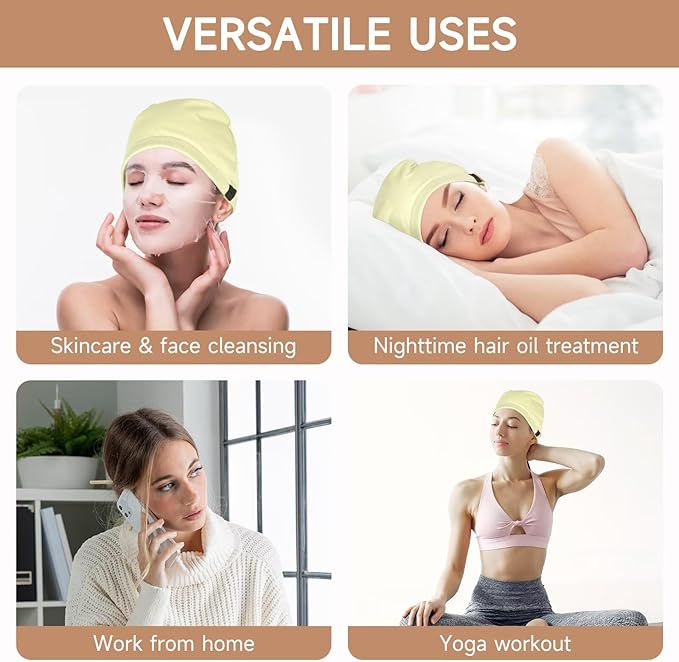 Castor Oil Pack Wrap Overnight Hair Wrap for Sleep Reusable Hair Cap Cover for Treatment of Thinning, Balding, Dry, and Damaged Hair (Oil Not Included)