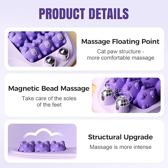 Portable Double Foot Massage Roller, 2025 New Dual Foot Massage Roller for Relieve Pain from Plantar Fasciitis, Portable Feet Massager Tool for Home Office Use (Purple)