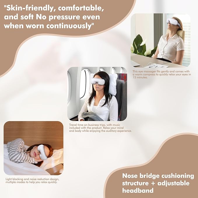 Eye Massager with Light-Blocking Design, 2026 Upgraded Eye Massager with Heat, 5 Modes & 180° Folding Design, Sleep Gift for Office, Travel, Home Use, Portable & Gifts for Women and Men