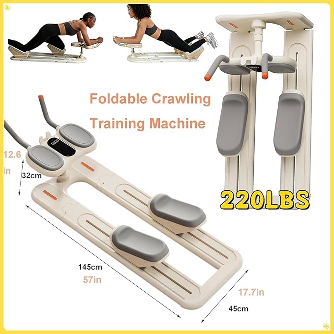 Crawling Training Machine Spine Twist & Stretch Trainer Effective Waist & Spine Workout, 3 Adjustable Height LED Counter 230kg Capacity,Detachable,for Full-Body Workout
