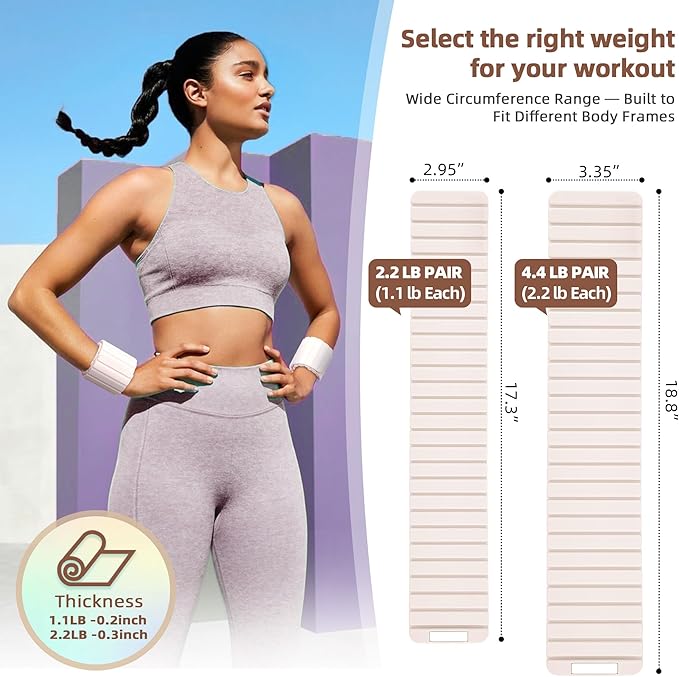 Wrist Weights Ankle Weights for Women 1 Pair (1.1 lb/2.2 lb Each) Silicone Magnetic Leg Arm Weighted Bracelet for Home Yoga Pilates Gym Workout Walking Jogging