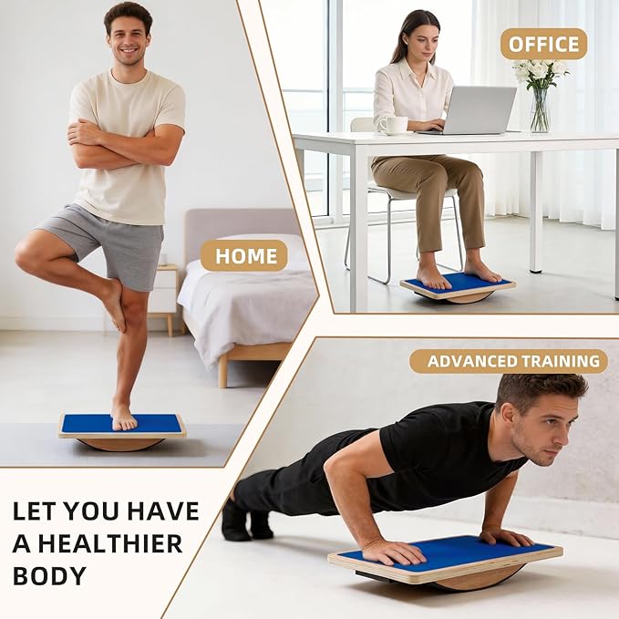 Juoe Balance Board Wobble Board for Adults and Kids - Anti-Slip 350LBS Balance Board for Physical Therapy,Balance Training,Posture Correction,Standing Desk Core Strength Wooden Balance Rocker Board