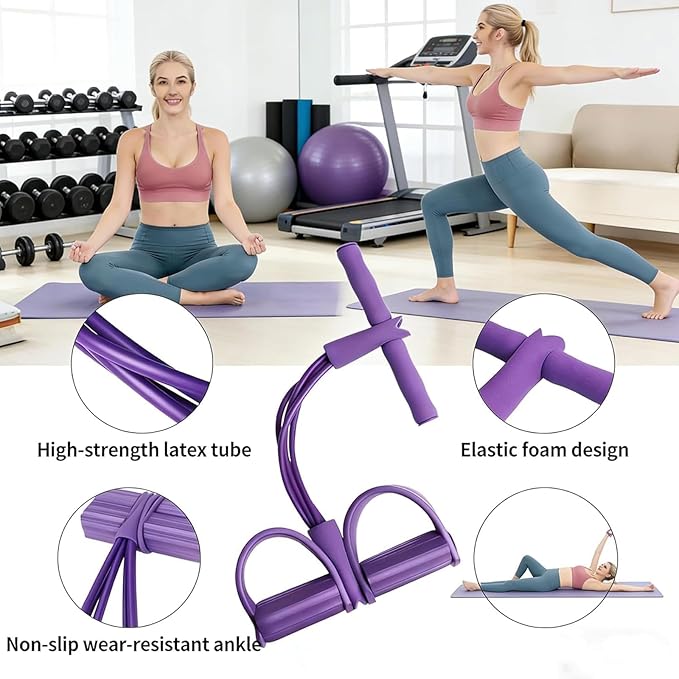 3 in 1 Resistance Bands with Handles, 4/6/8 Tubes Pedal Resistance Device, Upgrade Multifunctional Detachable and Adjustable TPE Elastic Pedal Puller with 300% Stretch for Exercise
