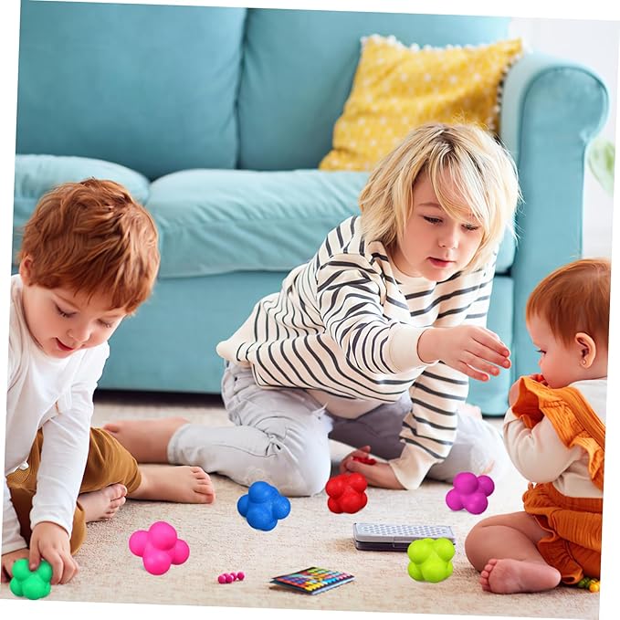 6pcs Reaction Balls for Agility and Reflex Training Hexagonal Fitness Balls Bright Colors for Sports Exercise Improve Hand-Eye Coordination and Boost Reaction