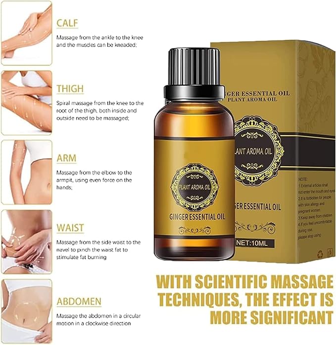 3 Bottle Abdominal Drainage Ginger Oil,Belly Drainage Belly Off Massage Oil Massage Liquid