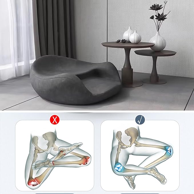 Ergonomic Meditation Cushion, Suede Floor Seat for Yoga and Mindfulness Practice, Memory Foam, Curved Back Support (Light Green)