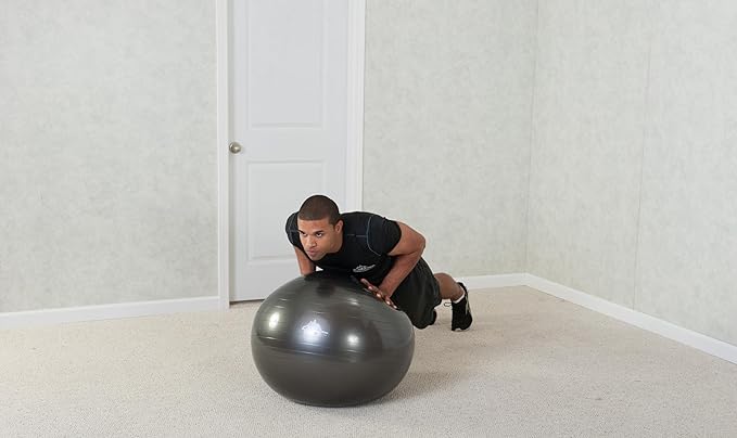 Black Mountain Products Professional Grade Exercise Stability Yoga Ball, Foot Pump, Ball Plug, Plug Puller, 2000 Pounds Static Weight Capacity Antiburst