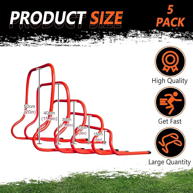 Speed Hurdles for Agility Training, Football Training Equipment, Indoor and Outdoor Use, All Purpose Practice Equipment for Soccer Basketball Tennis(50cm/20in)