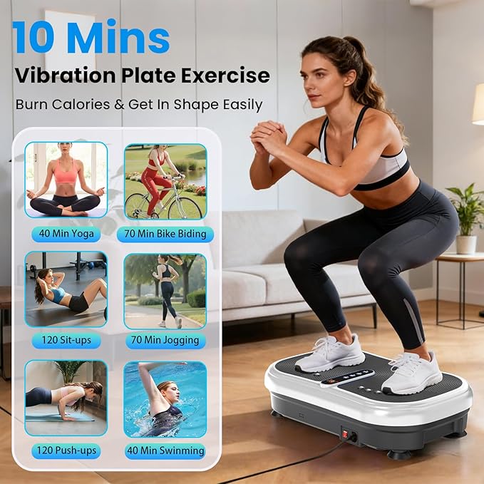 AXV Vibration Plate Fitness Platform Exercise Machine Vibrating Lymphatic Drainage Shaking Workout Full Body Shaker Vibrate Stand Shake Board Sport Gym Pad for Weight Loss Fat Burner for Women Men