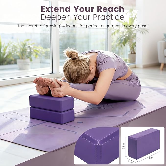 Foldable Yoga Mat and Blocks Set for Women with 2 Pack Yoga Blocks and Strap,Thin Non Slip Pilates Mat with Bag, Home Workout Equipment Essentials Starter Kit for Beginners Full Body Toning