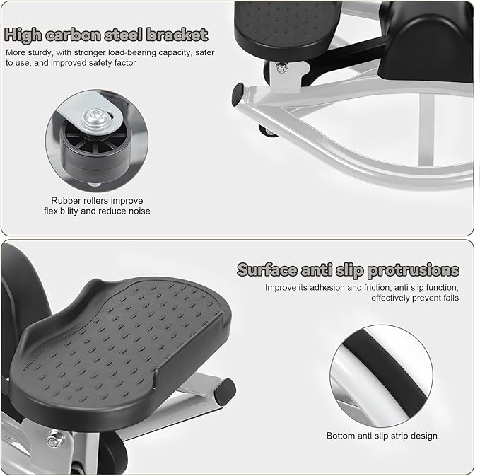 Rocking Stepper with LCD Monitor and Resistance Bands, Low-Impact Lateral Fitness Stepper Side to Side at Home for Legs, Glutes, Abs, 100kg Weight Capacity, Includes Floor Mat