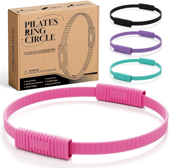 Pilates Ring, Silicone Magic Pilates Rings, Lightweight & Durable Flexible Fitness Circle Exercise Equipment for Toning Arms, Thighs,Legs, Core,Yoga & Physical Therapy