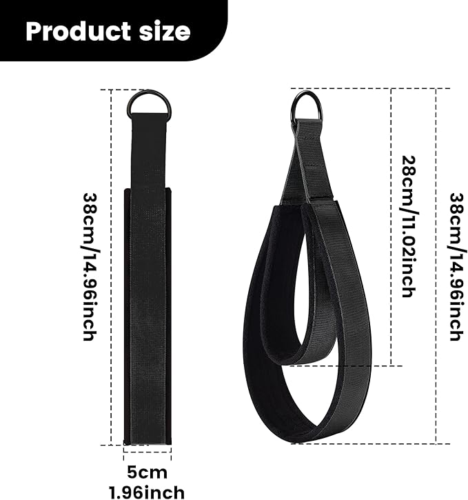 2PCS Comfortable Enhanced Thickness Pilates Double Loop Strap - D-Ring Strap for Home Gym & Yoga Workout Accessories