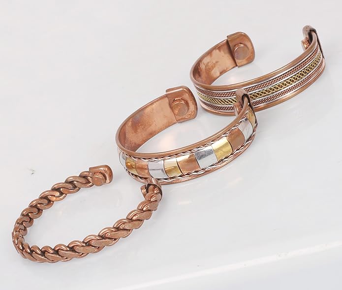 Copper Bracelet Tibetan Style. Hand Forged with Solid and High Gauge Copper Jewelry Cuff for Women Men. Combo of Different Designs