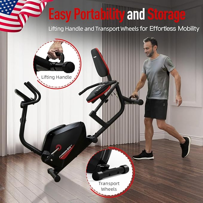 HARISON Recumbent Exercise Bike for Home, Quiet Recumbent Stationary Bikes for Adults & Seniors, Load Capacity of 400 pounds, Magnetic Recumbent Bike with LCD Monitor and Soft Adjustable Seats