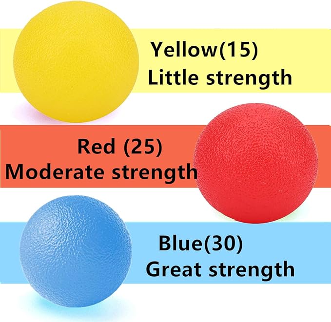 3 PCS Physical Therapy Hand Exercise Balls, Stress Relief Balls for Adults, Squeeze Balls Kits for Hand Finger Wrist Muscles, Hand Grip Strengthener Trainer,Finger Exerciser