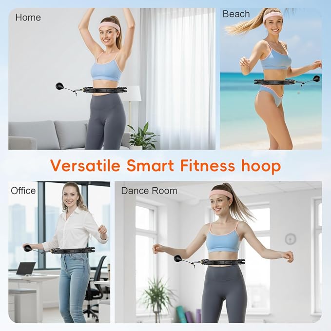 Plus Size Silent Weighted Hula Infinity Fitness Detachable Hoops 65-Inch 32 Knot, Smart Noiseless Infinity Hula for Women, Waist and Abdominal Home Weight Loss Exercise Fit Hoop