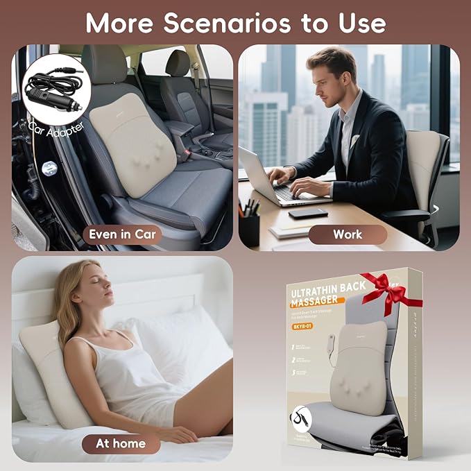 Back Massager, Rolling Up and Down Back Massager with Heat, Back Massage 4D Kneading for Pain Relief Deep Tissue, Ultrathin Shoulder Massager Mother's Day Gift for Women Men Parents, Khaki