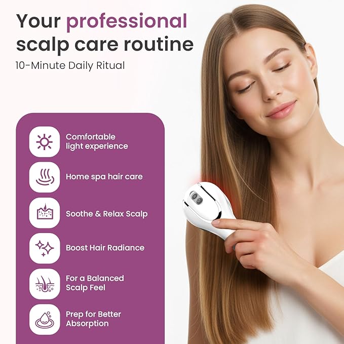 6-in-1 Rechargeable Scalp Massager Oil Applicator, Nano Mist, Electric Scalp Vibration Brush for Home Spa, Effortless Detangling & Relaxation Head Massage Tool for All Hair Types