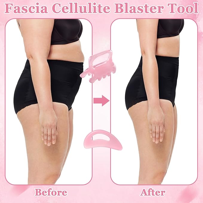 2Pack Fascia Massage Tool,Fascia Blaster for Cellulite Release Pink Resin Body Gua Sha Tool for Waist,Back,Legs,Face