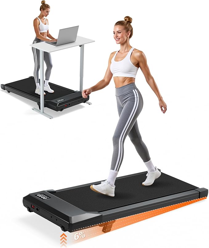Walking Pad,6% Manual Incline Walking Pad Treadmill,Under Desk Treadmill for Home Office, with App & Remote,2.5HP Quiet,LED Display,300 lbs Capacity