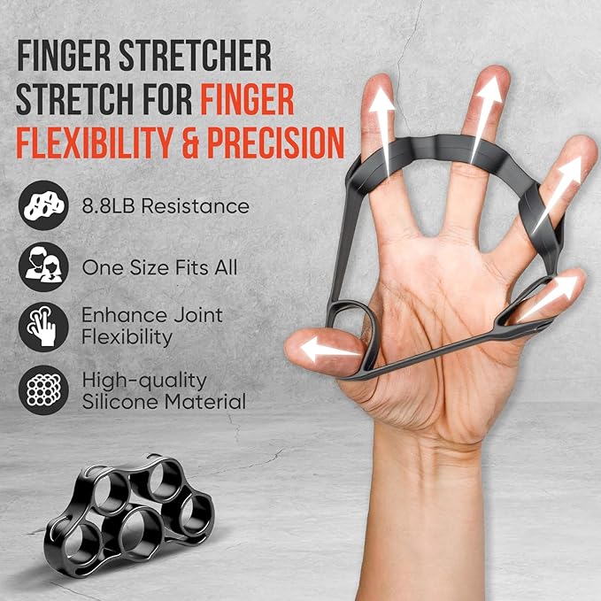 4-Pack Grip Strength Trainer Kit, Adjustable Forearm Strengthener, Black Hand Grip Strengthener Balls, Finger Exerciser & Stretcher for Strength Training, Recovery & Flexibility