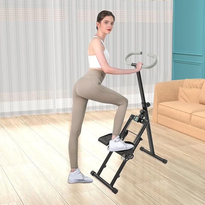 Foldable Stair Stepper Machine for Home Gym - 220LB Capacity Cardio Climber with Display, Adjustable Angle Vertical Stair Climber Exercise Equipment for Full-Body Workout