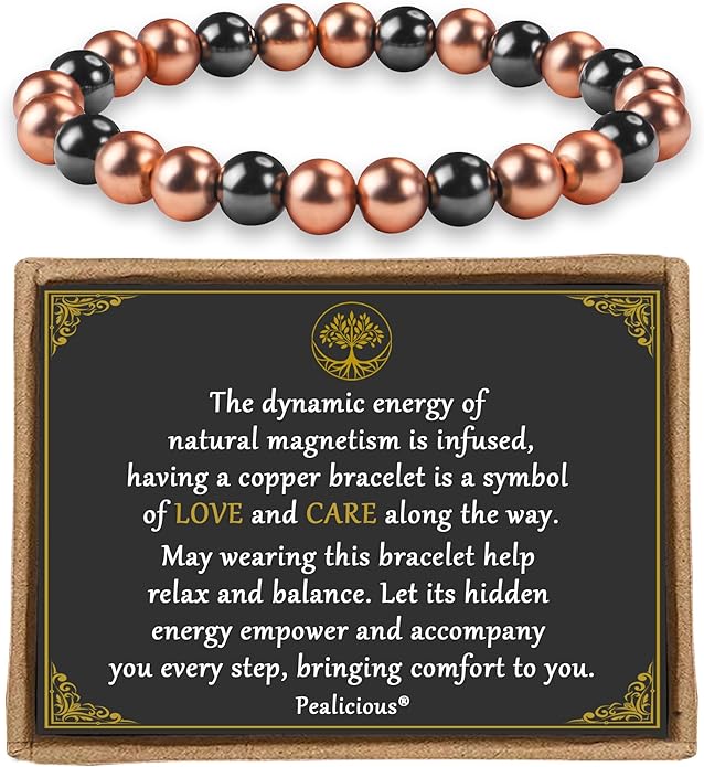 Copper Bracelet for Women and Men, Copper Magnetic Bracelet with 3500 Gauss Magnet Beads as Birthday Gifts, Hematite Jewelry Pulsera De Cobre para Mujer for Parents Anniversary Jewelry Gift
