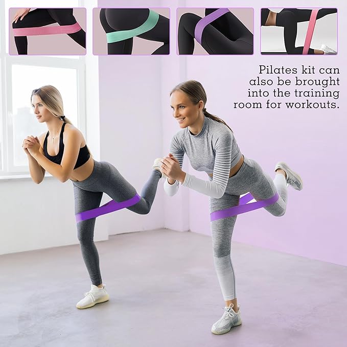 Home Pilates Kit for Women, Essentials Pilates Equipment Set- Pilates Ring, Figure Eight Supports, Mini Ball, Resistance Bands & Accessories for Beginners Workout at Home