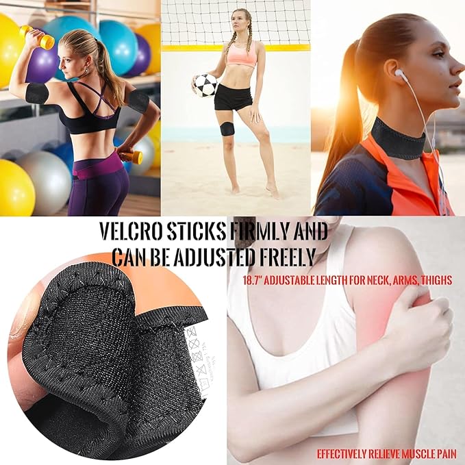 Magnetic Neck Brace, Soft Neck Brace with 5 Magnets Adjustable Self Heating Neck Support for Neck Pain Relief, 2 Pcs
