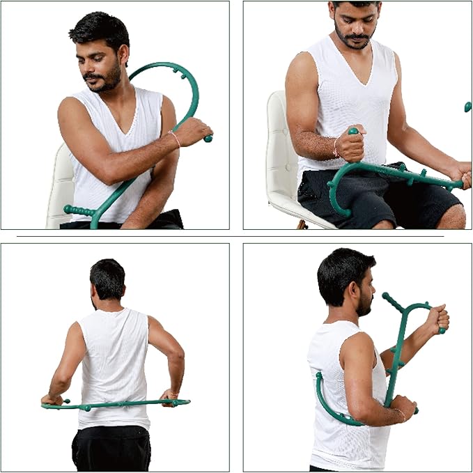 Shrdaepe Massage Trigger Point Cane, Body Deep Tissue, Handheld Back, Neck, Shoulder, Leg and Feet Massager Rod, Muscle Release Tool Self Massage Hook Cane Gifts for Women & Men, Green