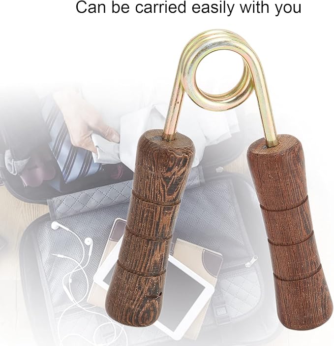 Hand Grip Strengthener, Wood Handle Hand Grip Strengthener, Wrist & Forearm Hand Exerciser Metal Grip Strength Trainer Hand Grip Finger Strengthener