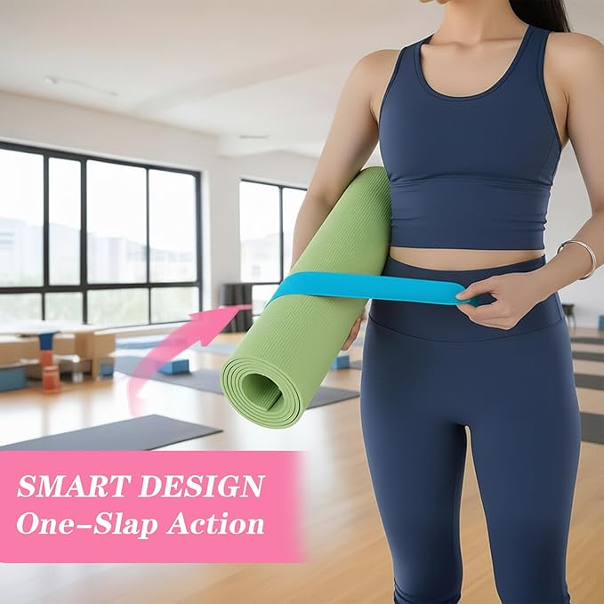 Yoga Mat Strap, One Snap Yoga Mat Slap Band for Keep Mats Tightly Rolled, Elastic One Snap Straps Band