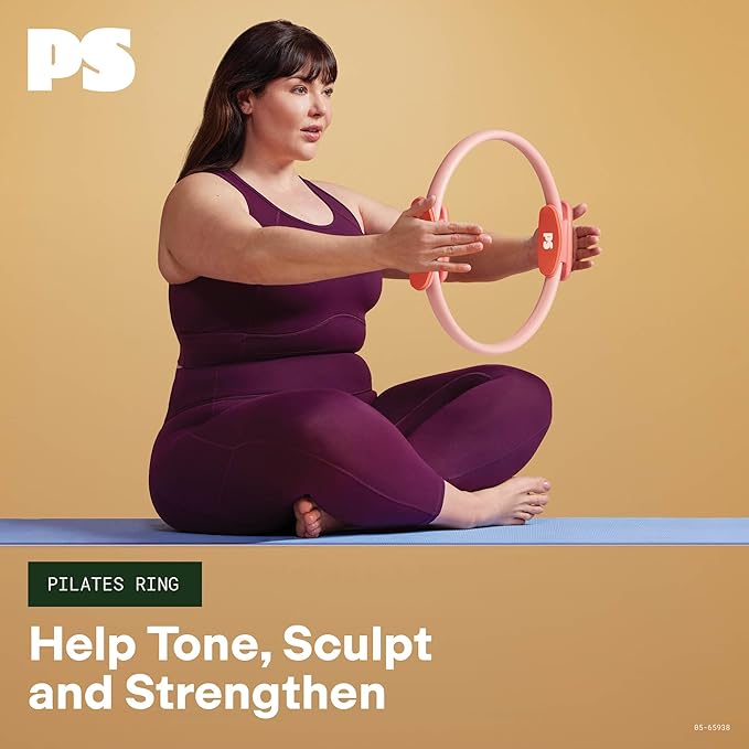 POPSUGAR Pilates Ring (15" Rose Pink/Berry, 1 lb), Dual-Grip Magic Circle Fitness Ring for Added Resistance, Tone, Sculpt & Strengthen Muscles, Pilates Ring Circle for Stretching & Home Gym Exercise