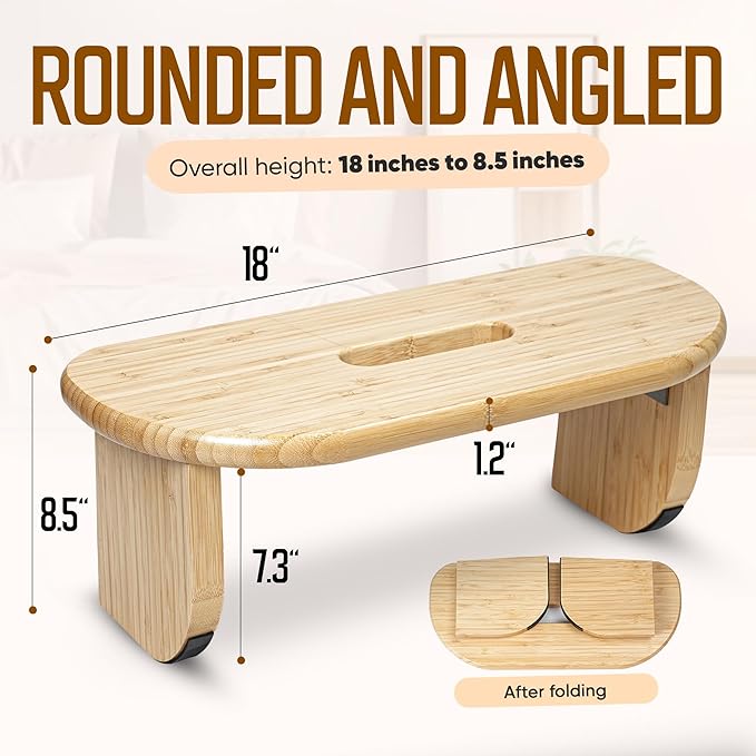 NIXSCALINO Folding Meditation Bench | Bamboo Kneeling Stool with Rocking mechanism - Portable Cross Legged Folding Seiza Chair