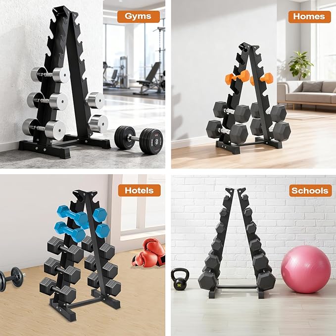 6-Tier Dumbbell Rack Stand Only, 660lbs Load-bearing Weight Rack for Dumbbells, A-Frame Training Dumbbell Holder for Storing Dumbbells in Homes, Hotels (Black)