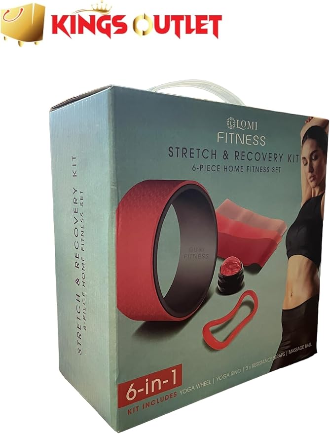 Generic Lomi Fitness Stretch & Recovery Kit 6 Piece Home Fitness Set, Red
