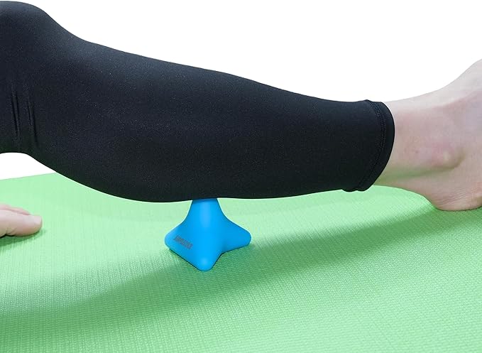 Manual Trigger Point Massage Tool. Small Massager Ball for Deep Tissue Myofascial Release Physical Therapy Foot Plantar Fasciitis Pain Relief Muscle Knot Psoas Hip Flexor Iliacus Release 3×2.6″(Blue)