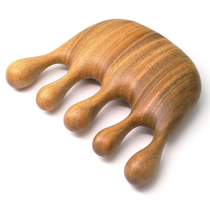Wooden Scalp Massager Comb, Green Sandalwood Handmade Massage Comb for Hair Growth and Scalp Relax, Loc Comb for Sisterlocks, Head Massager for Women Men, Unique Natural Aroma - Size S