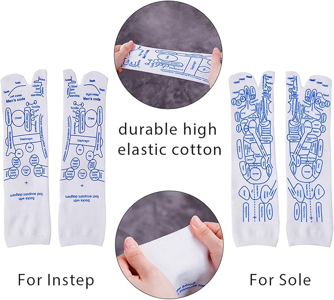 Broman Reflexology Socks with Acupressure Pen with Gua Sha End,Foot Pain Relief Remedy,Men's Size