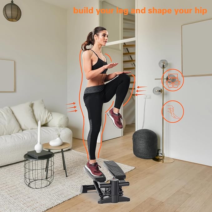 Mini Stepper Exercise Machine Under Desk, Stepper Machine 300LB Weight Limit,Mini at Home Stair Stepper No Nise,2 MM Thickness Steel Step Machine for Exercise at Home Hydraulic