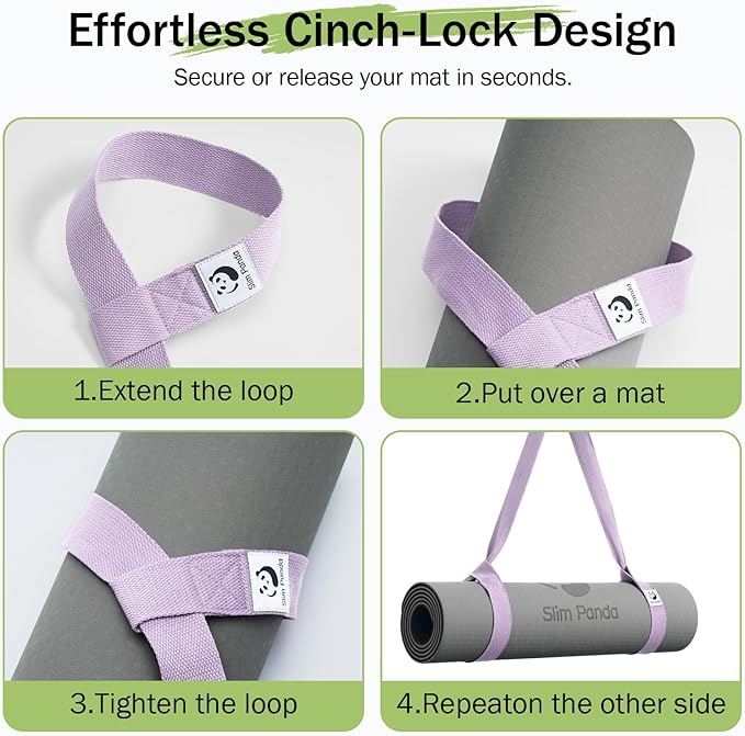 Slim Panda Yoga Mat Straps for Carrying, Adjustable Yoga Mat Carrier Sling Fits All Mats(Mat Not Included)