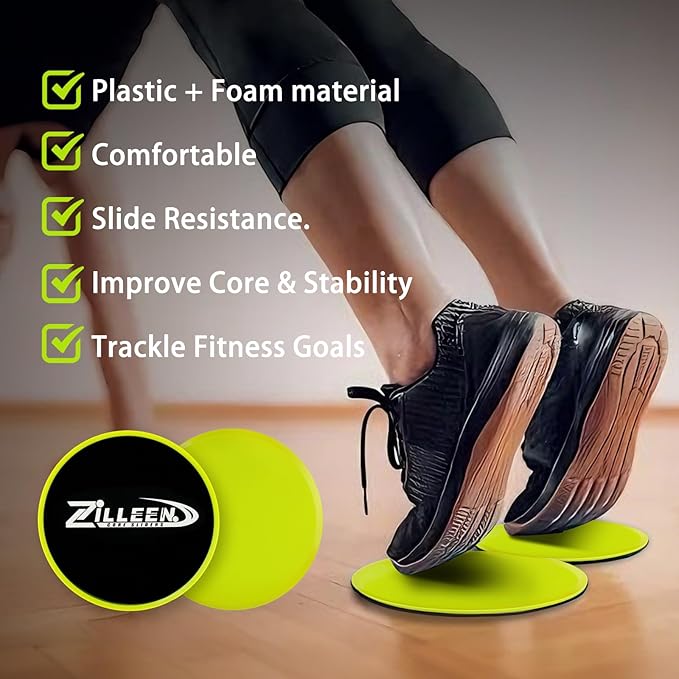 ZILLEEN Exercise Sliders for Working Out Fitness Discs for Pilates Women Men, 2 Pack