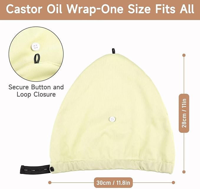 Castor Oil Pack Wrap Overnight Hair Wrap for Sleep Reusable Hair Cap Cover for Treatment of Thinning, Balding, Dry, and Damaged Hair (Oil Not Included)