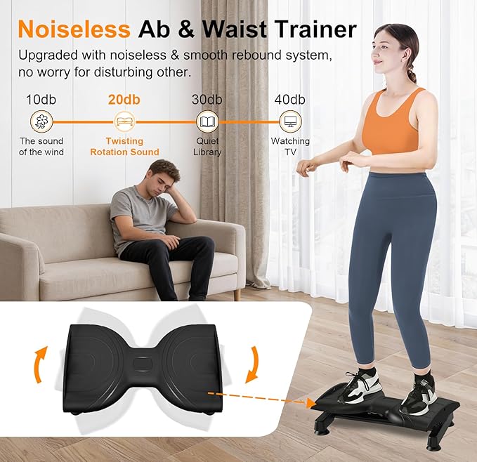 KESHWELL Waist Twisting Machine,Ab Twist Board For Weight Loss&Waist Slim,Ab Machine with Pilates Bar,Noiseless Waist Trainer For Women & Men, 330 Lbs Capacity At Home Workout Equipment.