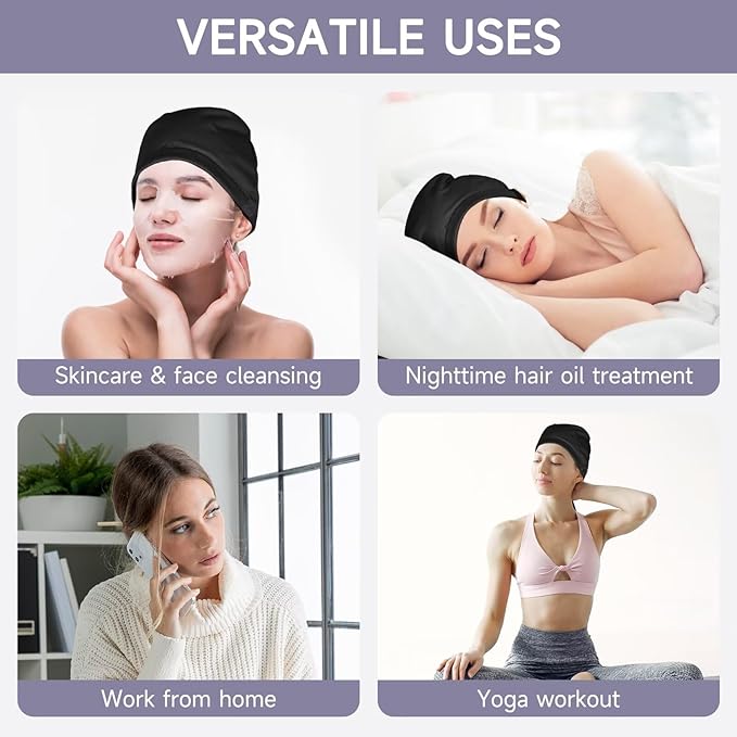 Castor Oil Pack Wrap Overnight Hair Wrap for Sleep Reusable Hair Cap Cover (Oil Not Included)